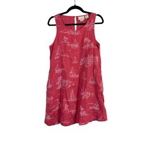 Cynthia Rowley Women Linen Sleeveless Shift Mini Dress Size Small Novelty Boat